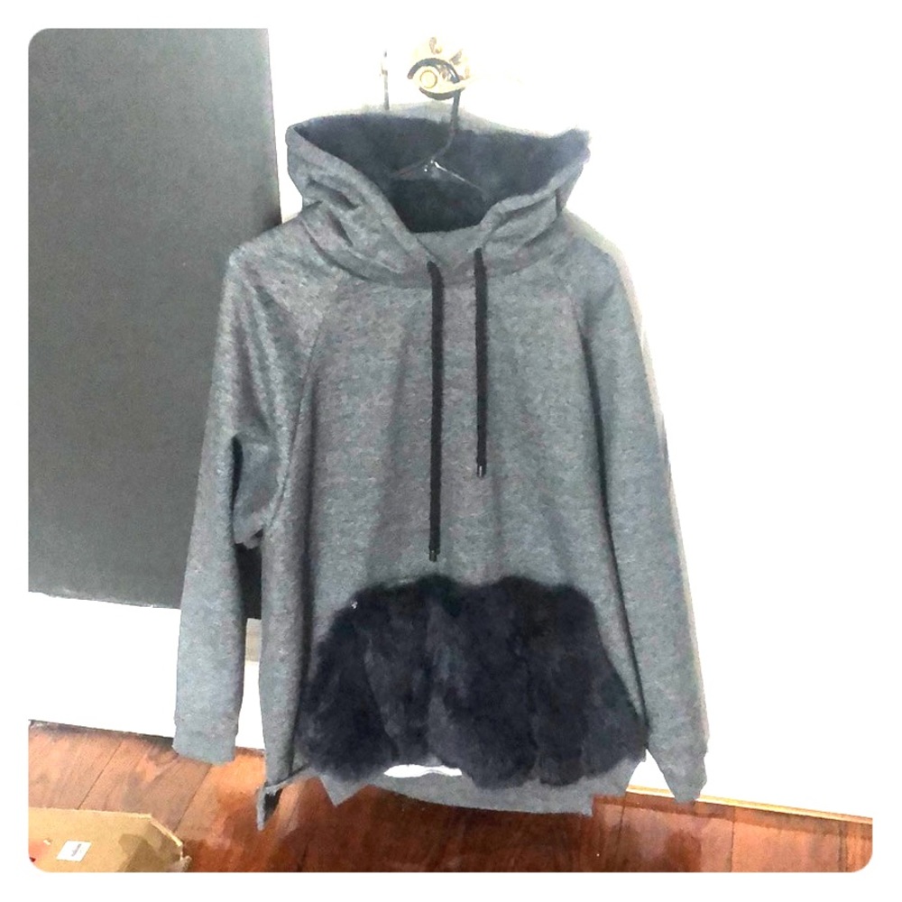 Jocelyn rabbit fur lined sweatshirt